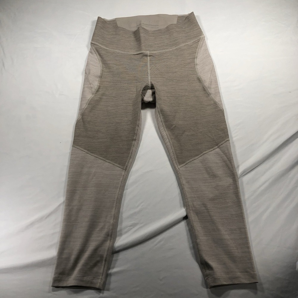 Outdoor Voices Activewear Women's Medium Beige Striped Stretch Workout Pants